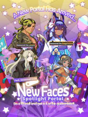 New Faces Spotlight Portal (Nephtim (Summer), Leon (Summer), Volgia, Phi Nonoa announcement.png